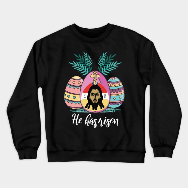 Orthodox Easter Egg Cross Greek Lent Scripture Crewneck Sweatshirt by alltheprints